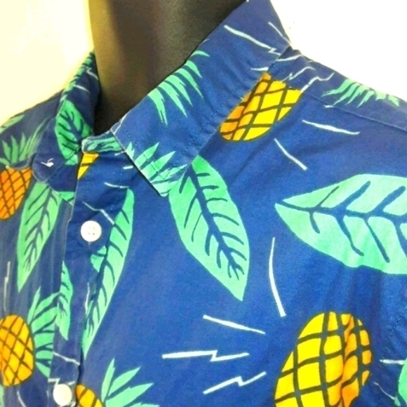 𝅺#urbanpipeline Pineapple Leaf Print Shirt, L - Fun In The Sun - Picture 3 of 5